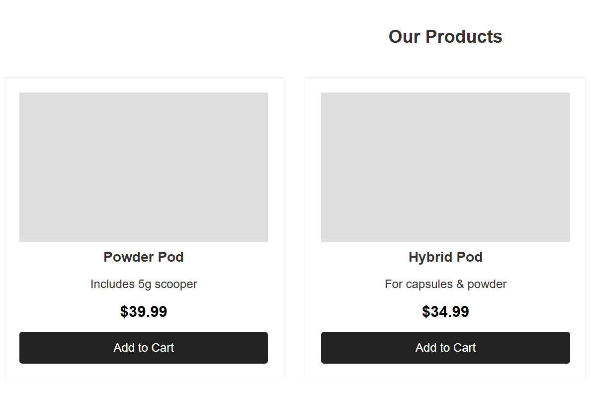 Old website section with weak brand identity